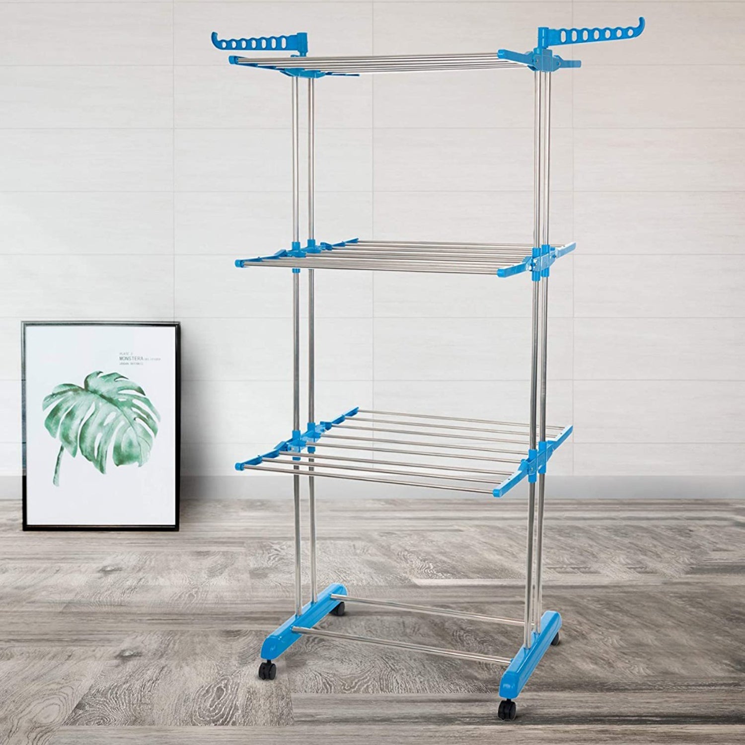 4685A 3 Layer Stainless steel Cloths Rack For Holding And Hanging Wet Cloths And Items In Various Types Of Places. DeoDap 4685A 3 Layer Stainless steel Cloths Rack For Holding And Hanging Wet Cloths And Items In Various Types Of Places. DeoDap
